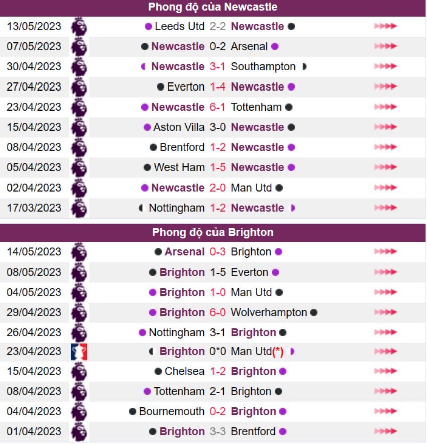 Newcastle vs Brighton