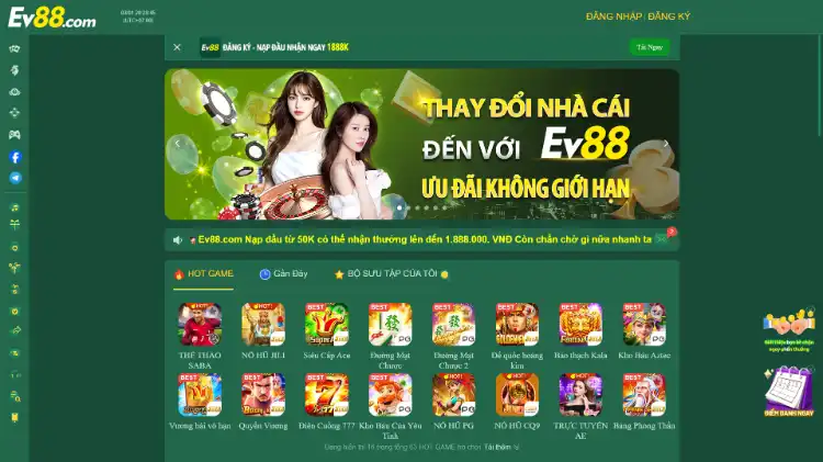 giao diện của EV88