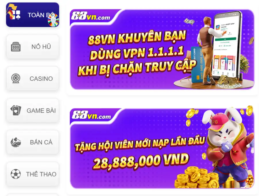 88vn khuyến mãi